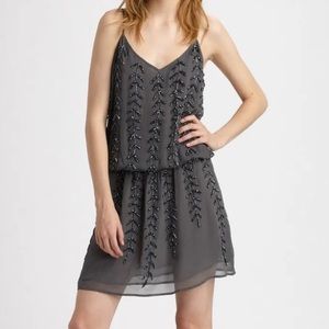 BOYOD Neiman Marcus *Alina* charcoal grey beaded party dress XS NYE